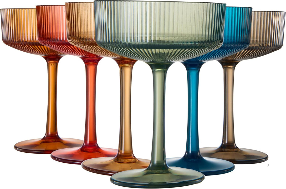 TEEK - ShatterproofEuro Ribbed Vintage Art Deco Tritan Glasses Set HOME DECOR TEEK KS