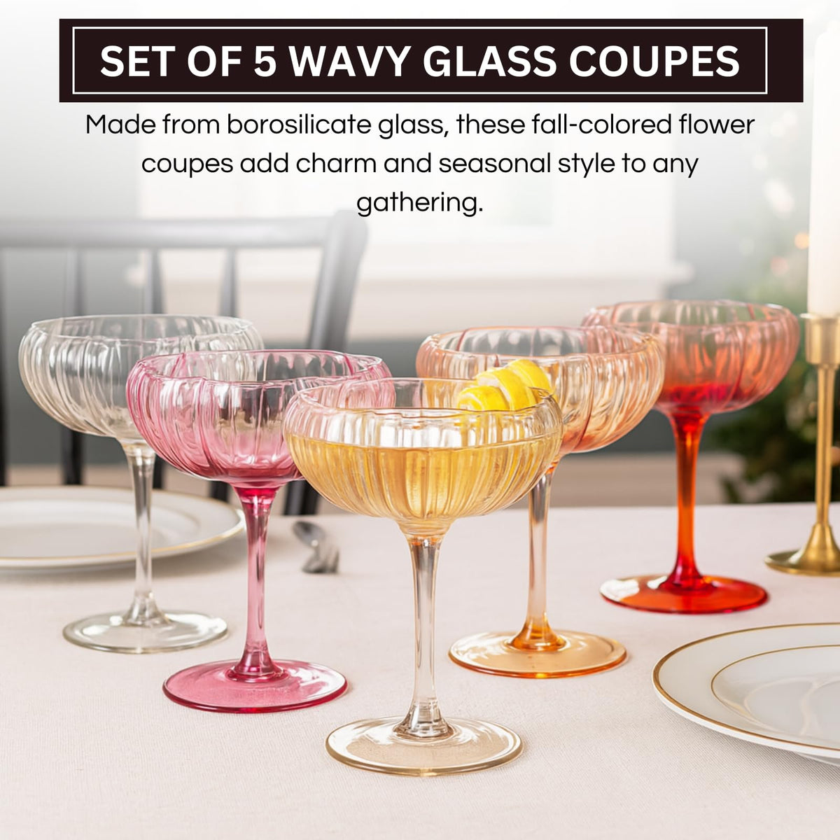 TEEK - Flower Coupe Cocktail Glasses Set | Bright Colors HOME DECOR TEEK KS