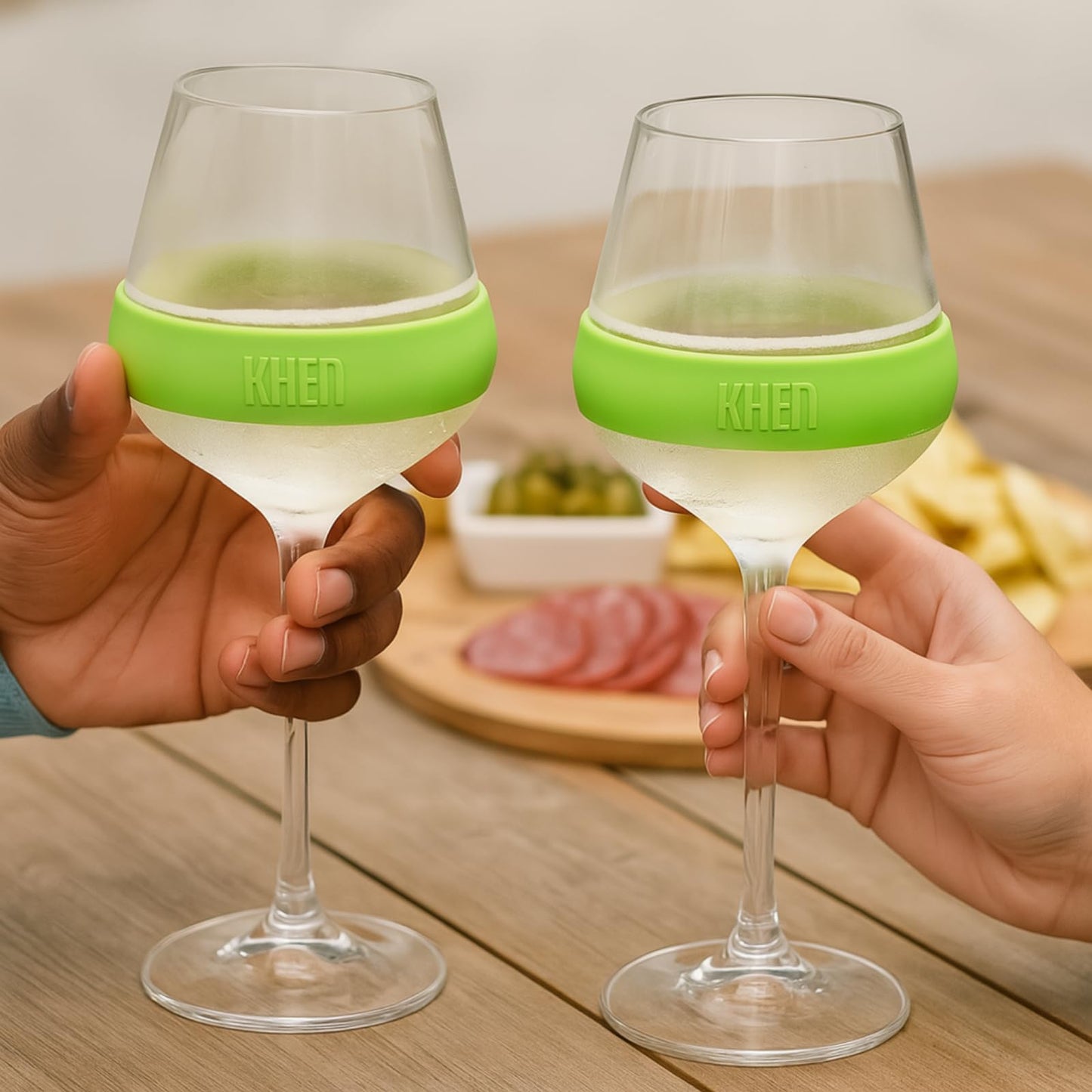TEEK - Stemmed Acrylic Cooling Wine Glasses 14oz Set | Green HOME DECOR TEEK KS
