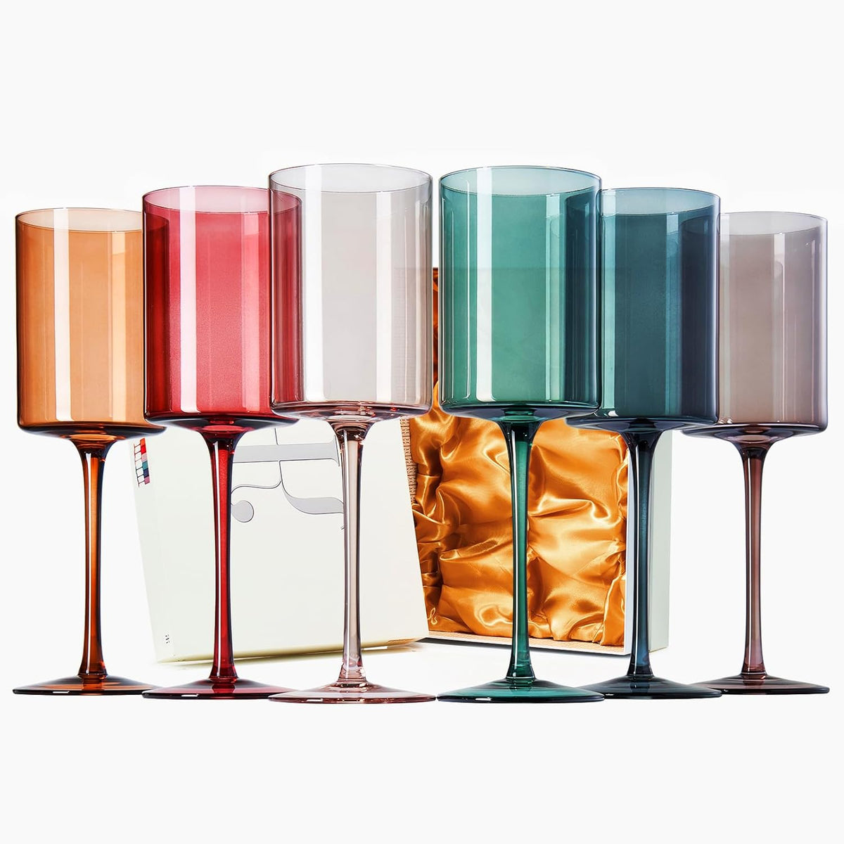 TEEK - Tonal Stemmed Wine Glassware Set HOME DECOR TEEK KS Square Set of 6 Full Muted
