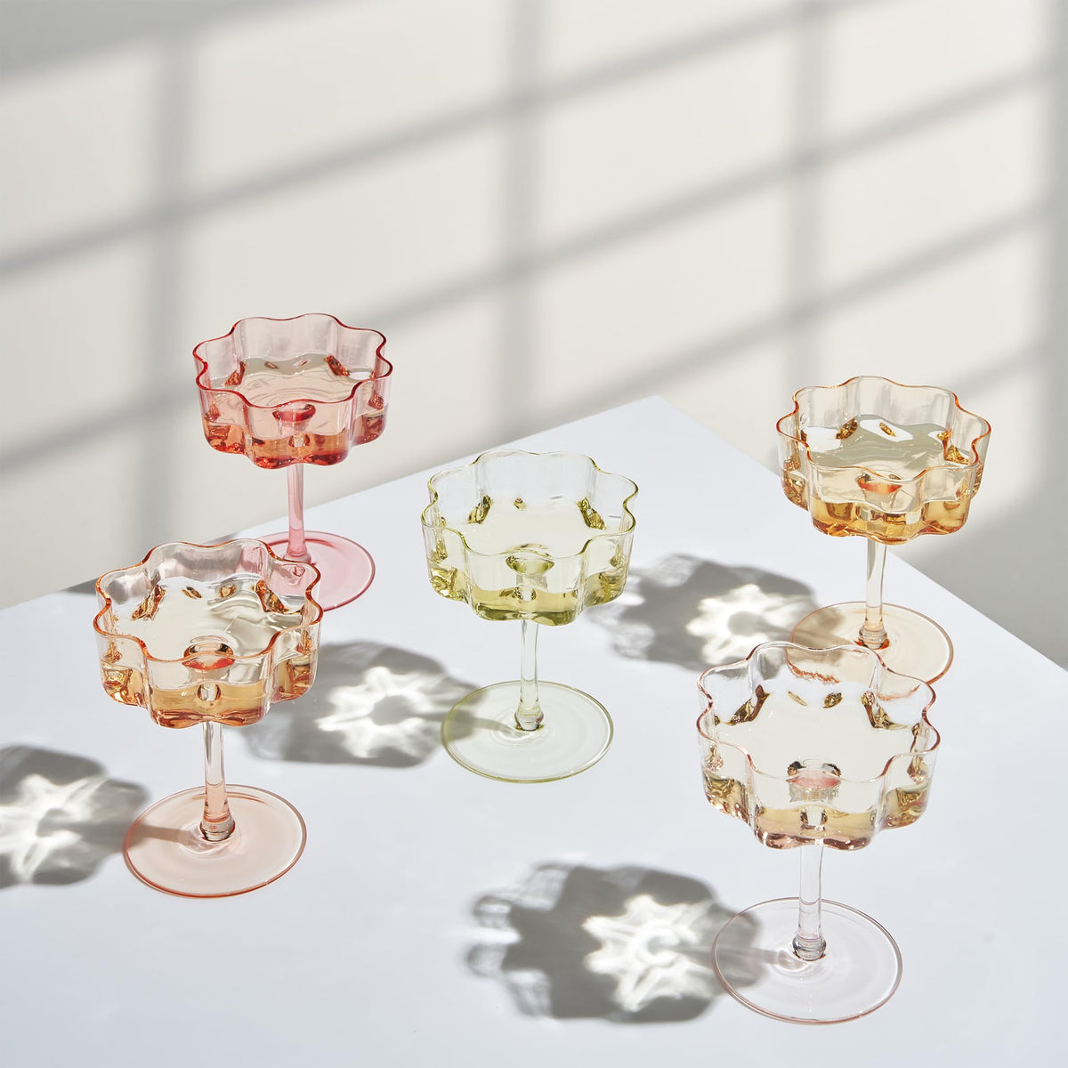 TEEK - Flower Wave Coupe Cocktail Colored Glasses Set | Fall/Holiday HOME DECOR TEEK KS