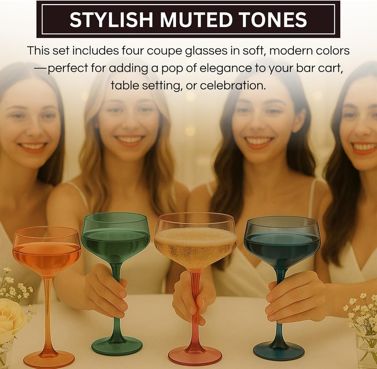 TEEK - Colored Acrylic Coupe Glasses – Set Mutes HOME DECOR TEEK KS