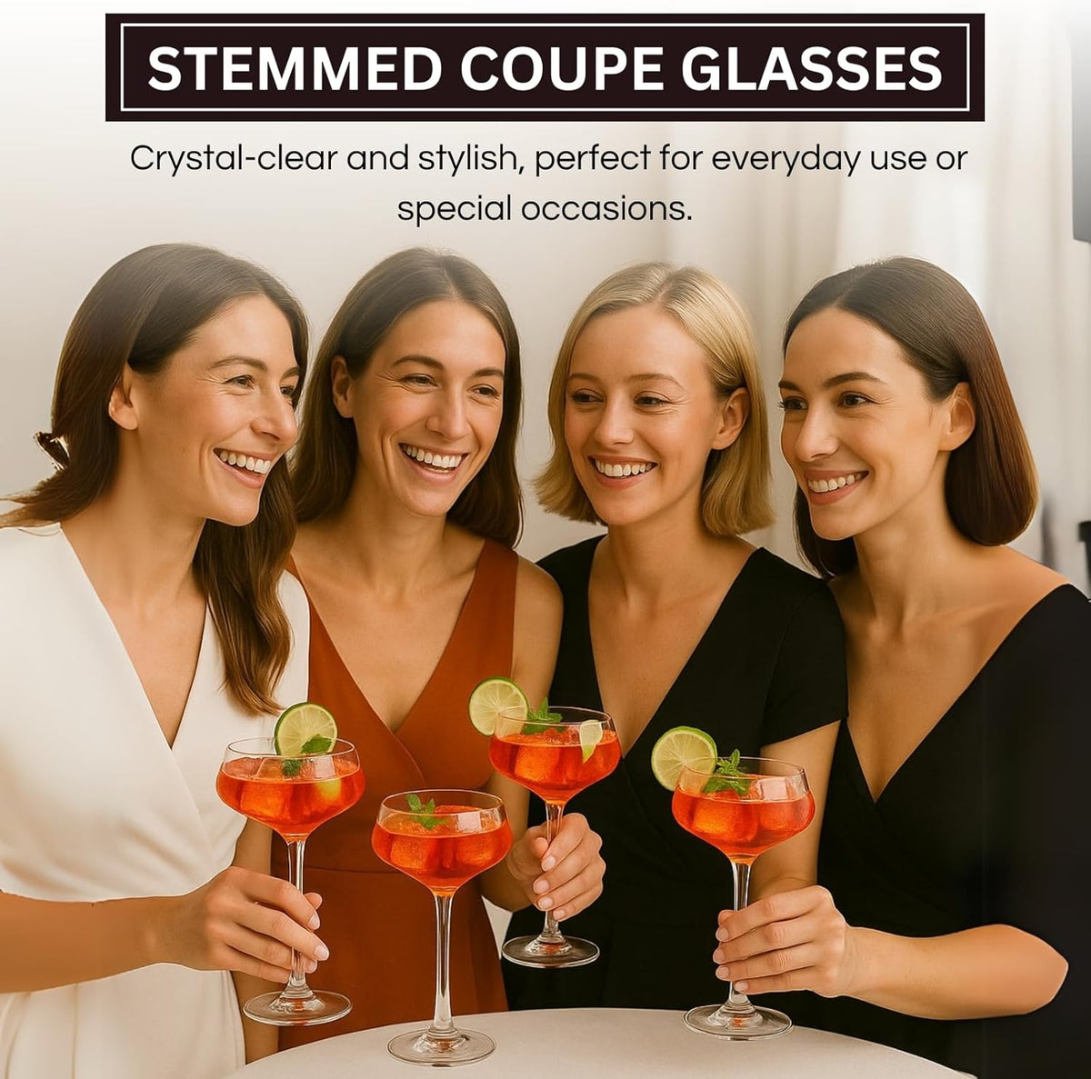 TEEK - Khen Acrylic – Set of 4 Stemmed 8 oz Clear Cocktail Glasses HOME DECOR TEEK KS