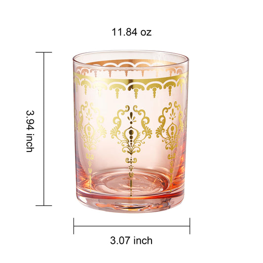 TEEK - Moroccan Whiskey & Cocktail Tumbler Glass | Pink | Set of 2 HOME DECOR TEEK KS