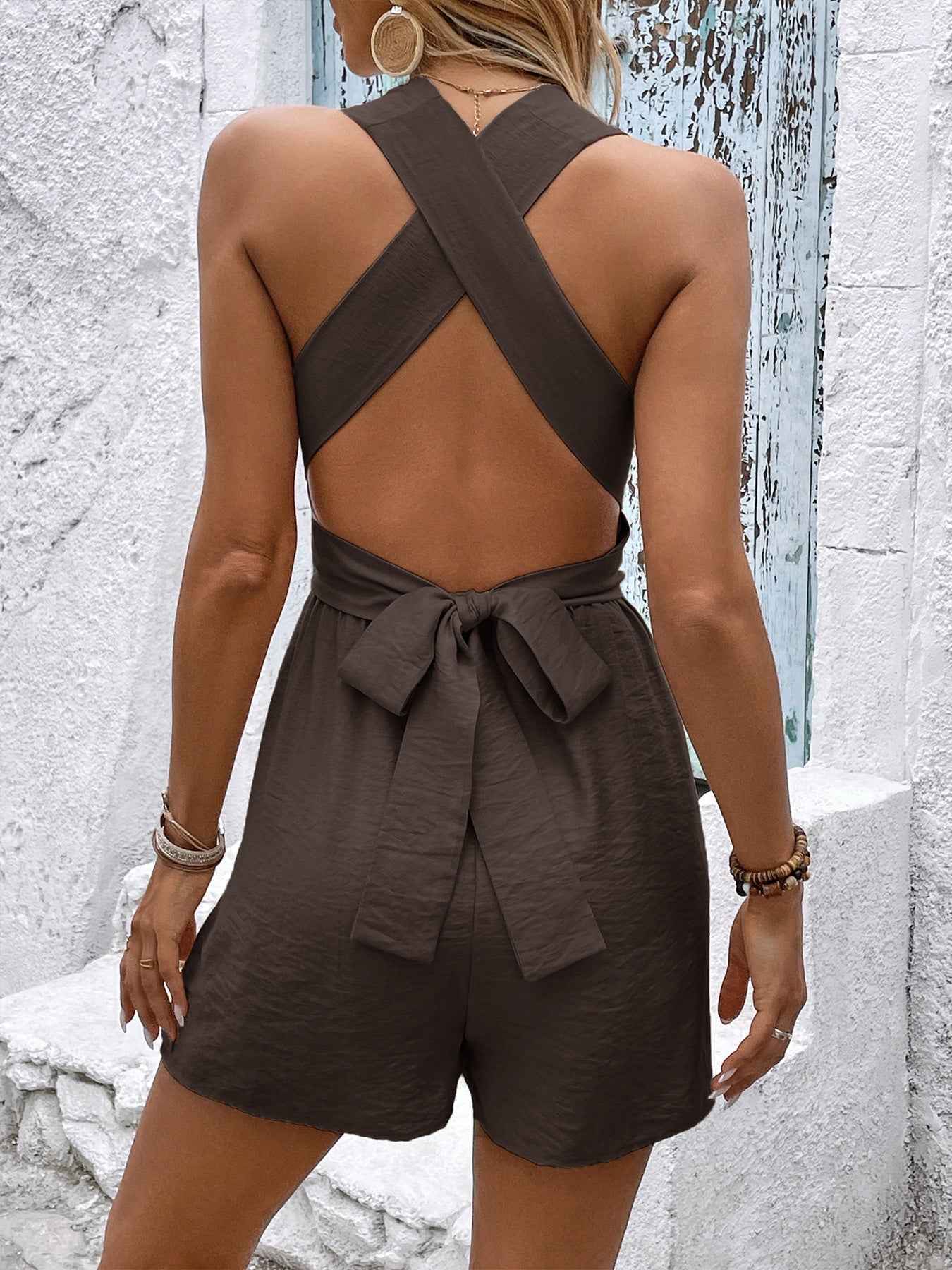 TEEK - Crisscross Back Sleeveless Romper JUMPSUIT TEEK Trend