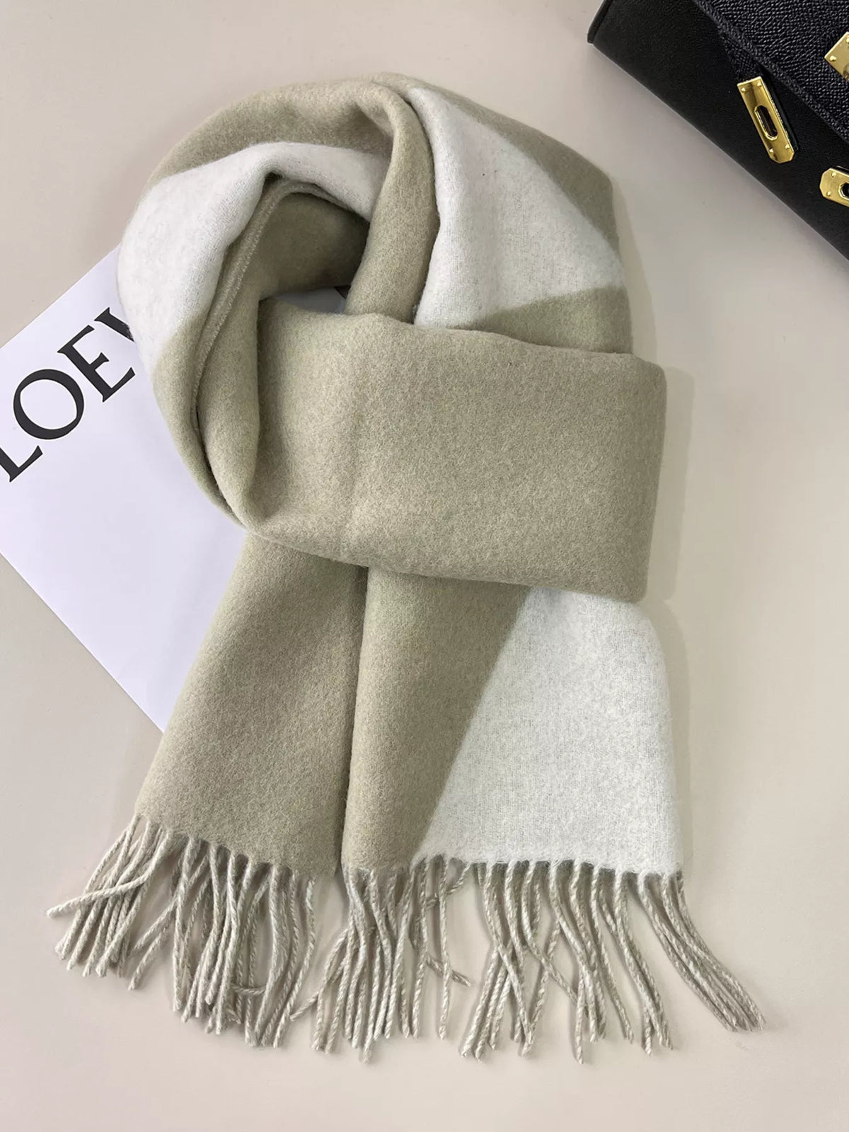 TEEK - Fringe Color Block Scarf SCARF TEEK Trend Matcha Green One Size