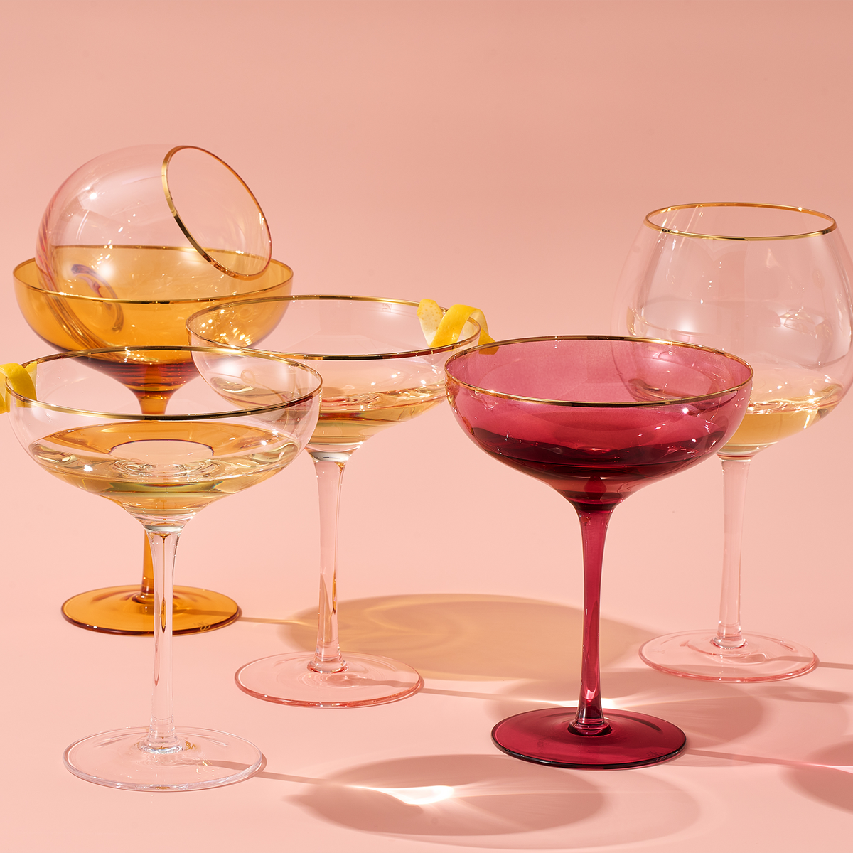 TEEK - Palazzo Stemmed Wine Glassware Set | Pink HOME DECOR TEEK KS