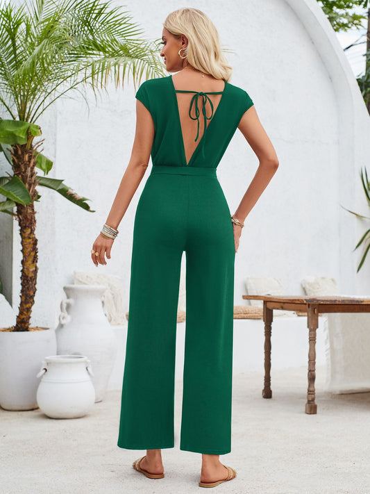 TEEK - Twisted Round Neck Cap Sleeve Jumpsuit JUMPSUIT TEEK Trend