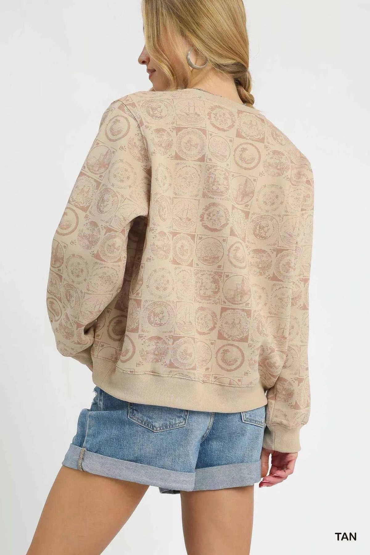 TEEK - Coin Stamp Print Sweatshirt TOPS TEEK Trend