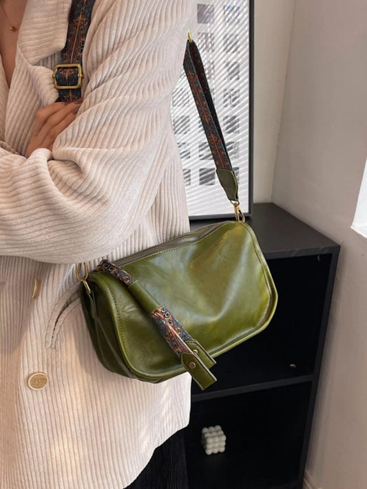 Patterned Strap Crossbody Bag Trendsi Green One Size
