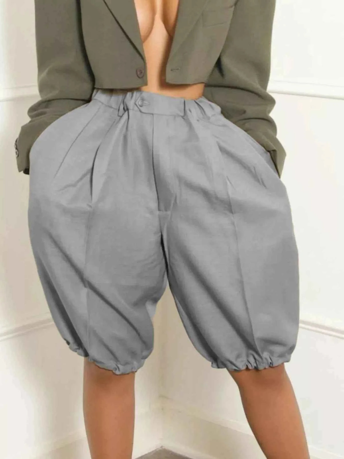TEEK - Pleated Detail High Waist Shorts SHORTS TEEK Trend
