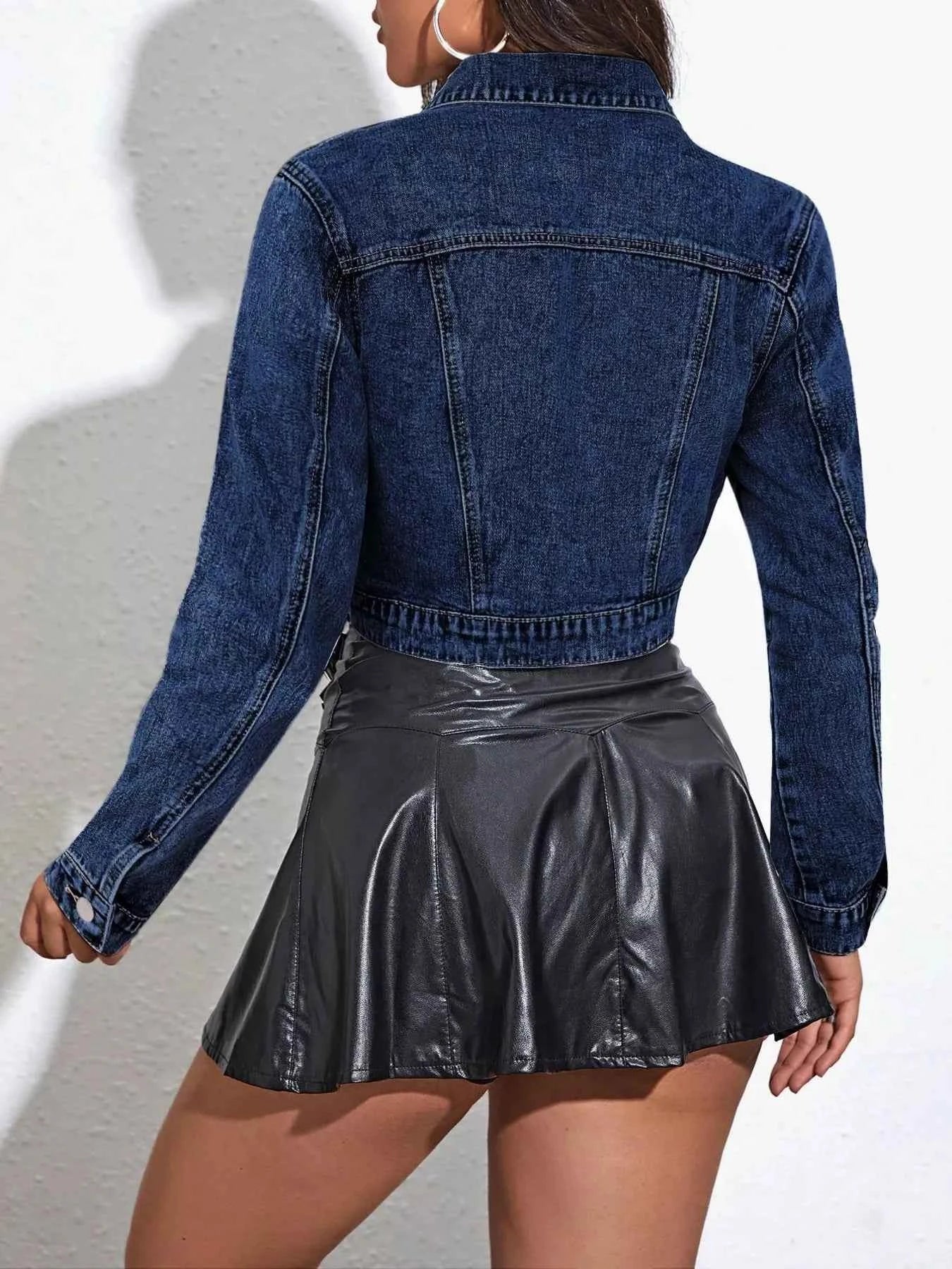 TEEK - Cropped Button Up Denim Jacket JACKET TEEK Trend