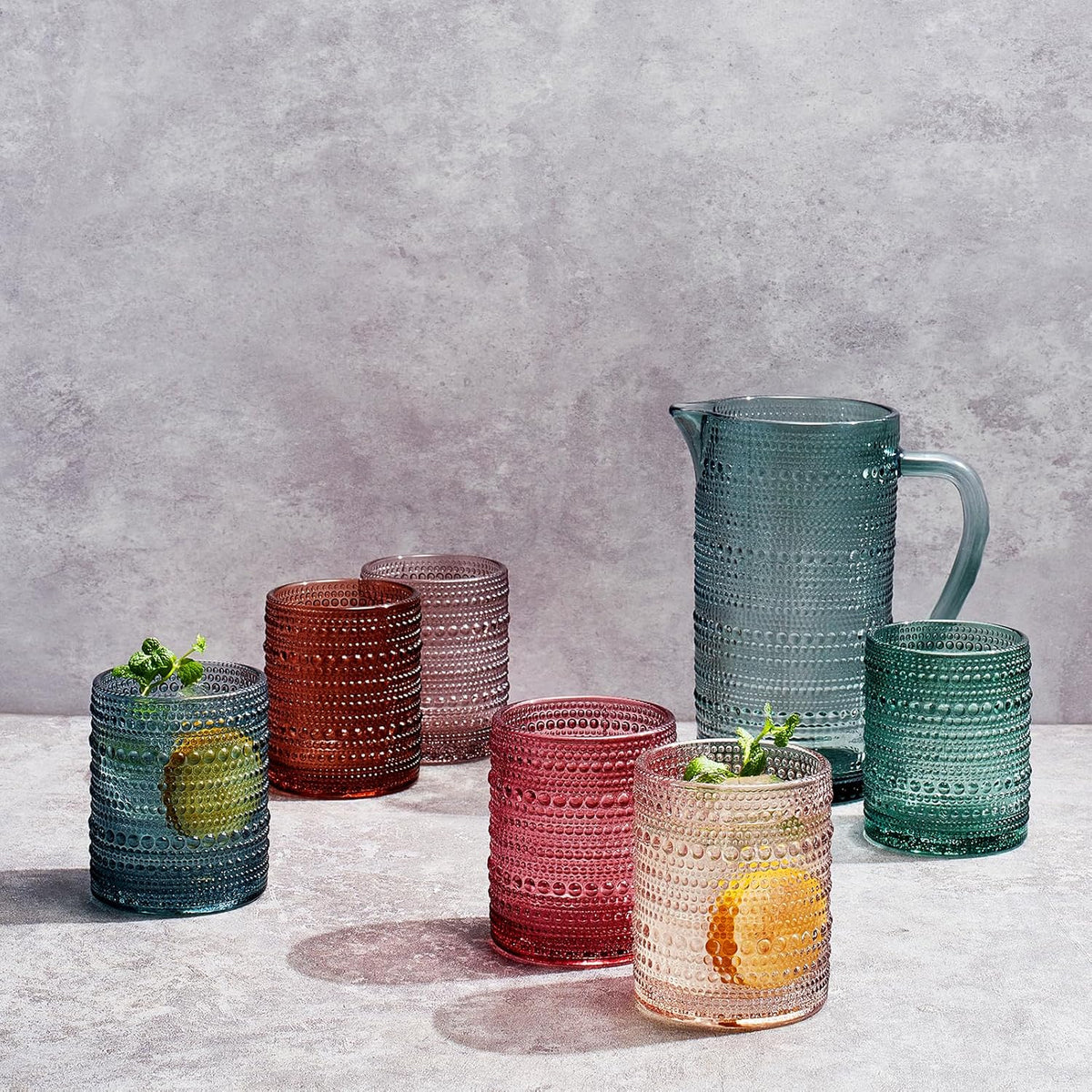 TEEK - Tonal Hobnail Pitcher & Lowball Glassware Set HOME DECOR TEEK KS