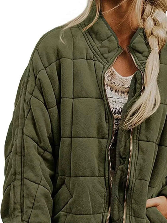 Quilted Zip Up Outerwear Trendsi