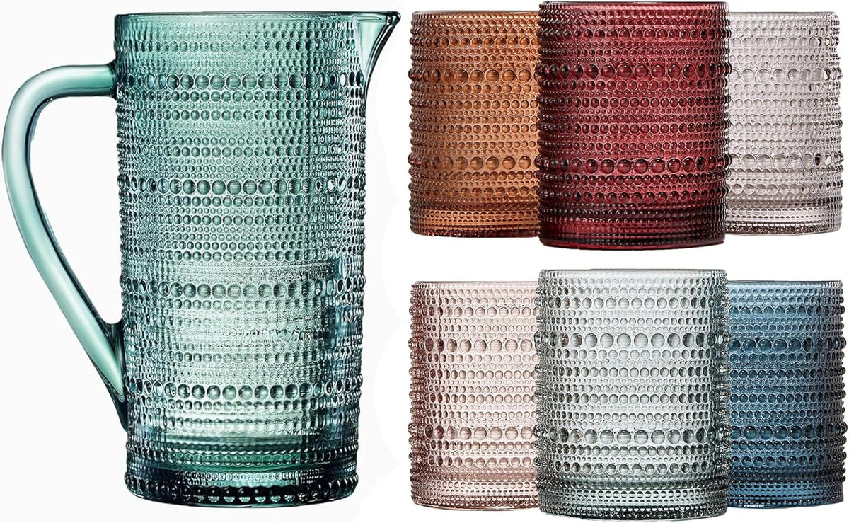 TEEK - Tonal Hobnail Pitcher & Lowball Glassware Set HOME DECOR TEEK KS