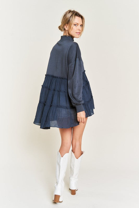 TEEK - CHARCOAL MOCK NECK TUNIC KNIT TOP TOPS TEEK FG