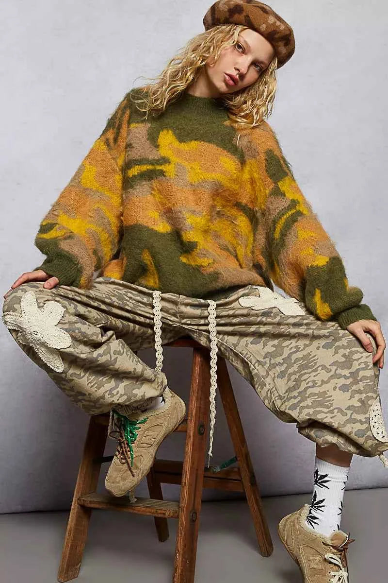TEEK - Mock Neck Abstract Colorblock Pattern Sweater TOPS TEEK Trend