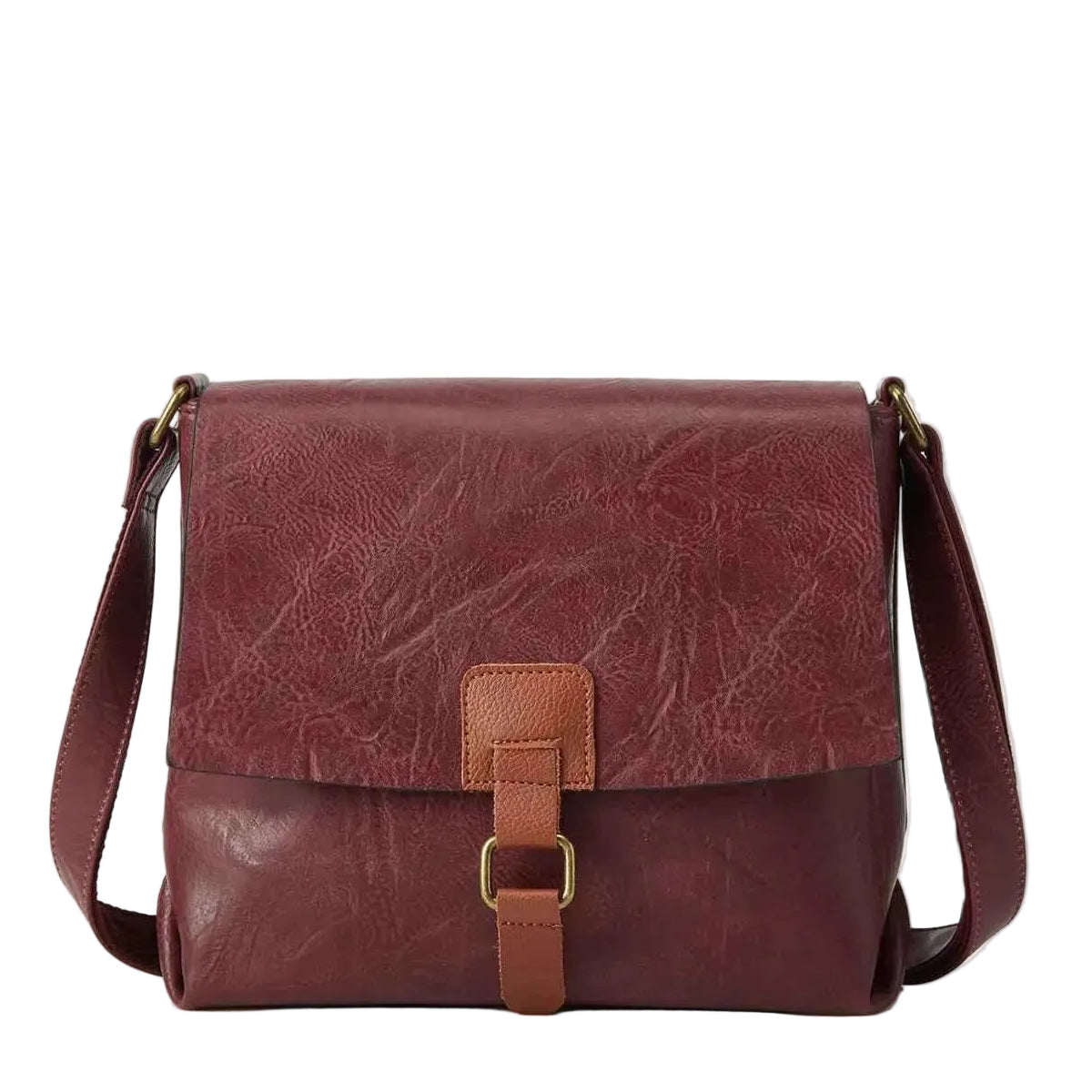 TEEK - Vintage Buckle Flap Crossbody Bag BAG TEEK Trend Burgundy ONESIZE