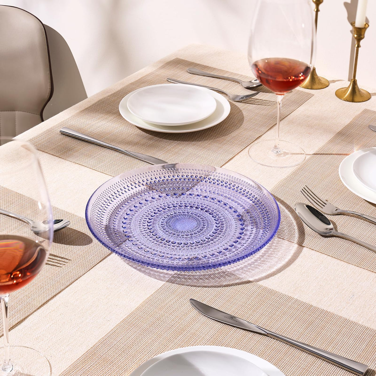 TEEK - Glass Hobnail Dinner or Charger Plates Set | Blue HOME DECOR TEEK KS