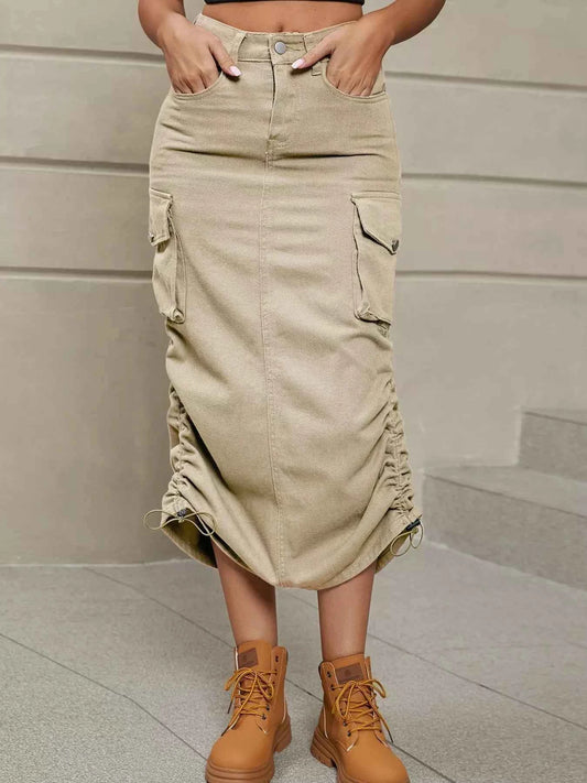 TEEK - Ruched Cargo Midi Skirt SKIRT TEEK Trend