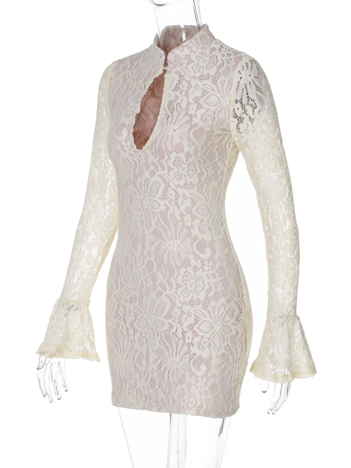 TEEK - Lace Cutout Long Sleeve Mini Dress DRESS TEEK Trend