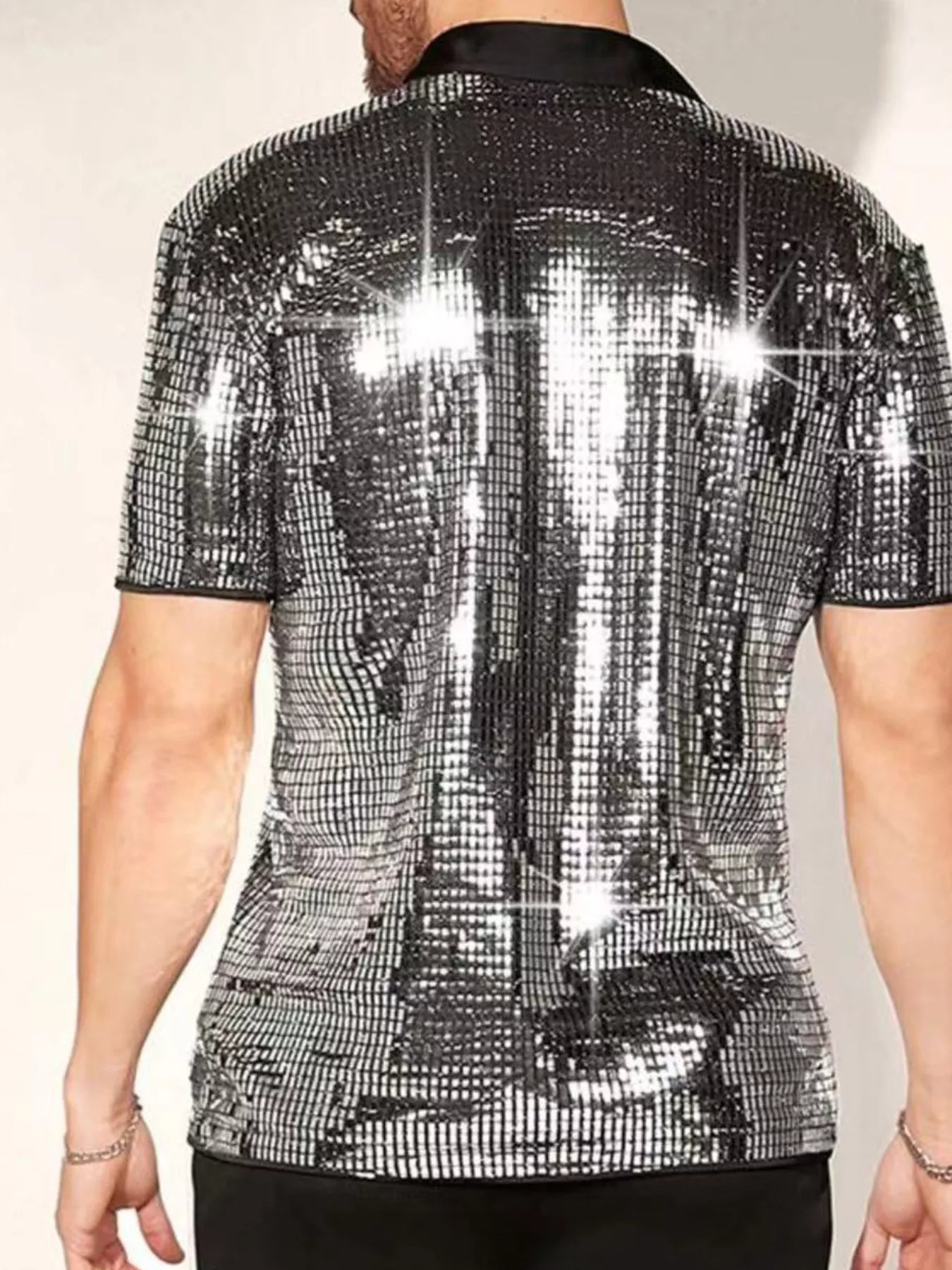 Men's Sequin Button Up Shirt Trendsi