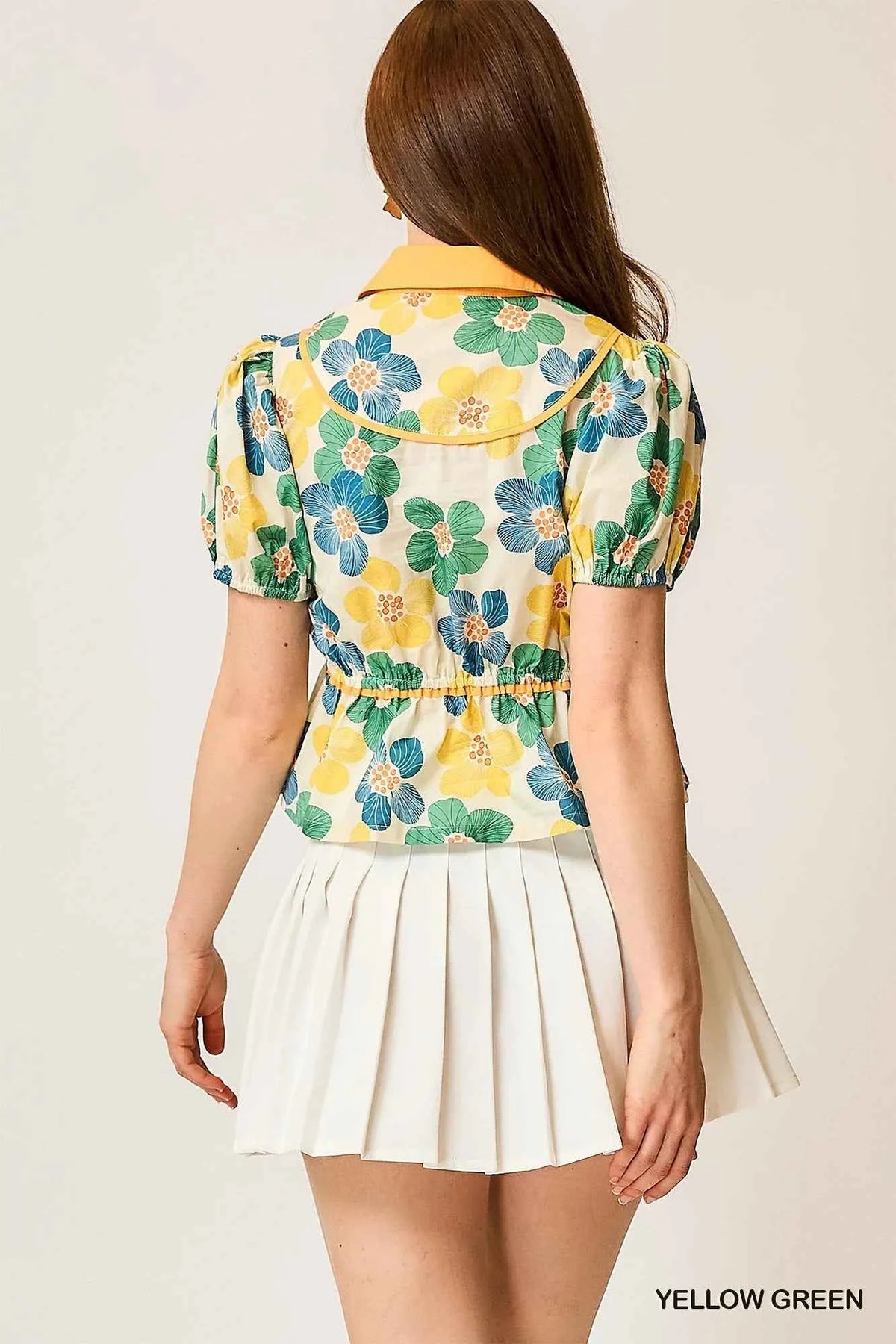 TEEK - Floral Print Puff Sleeve Cropped Blouse TOPS TEEK Trend
