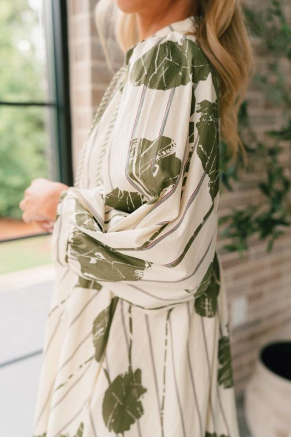 TEEK - Matcha Green Tie Neck Three-Quarter Sleeve Dress DRESS TEEK Trend