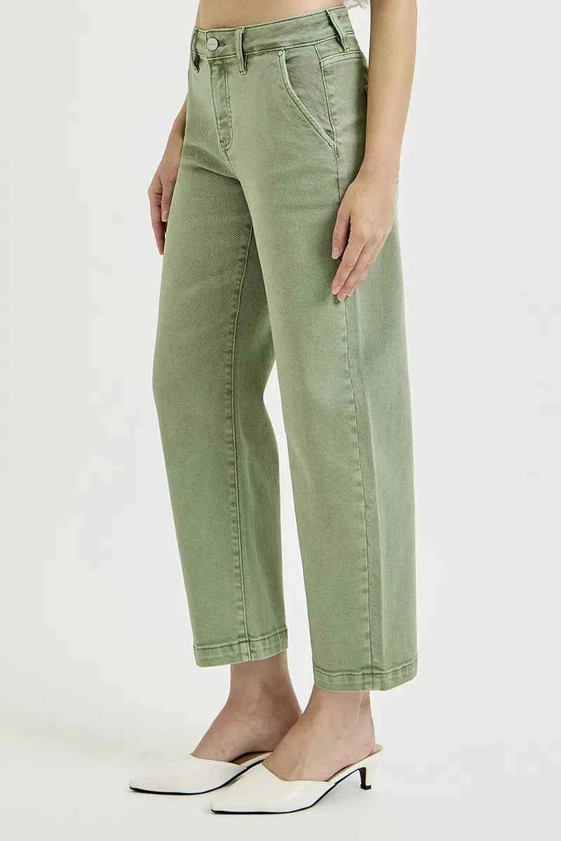 TEEK - Full Size Tummy Control High Rise Crop Barrel Jeans Plus Size JEANS TEEK Trend