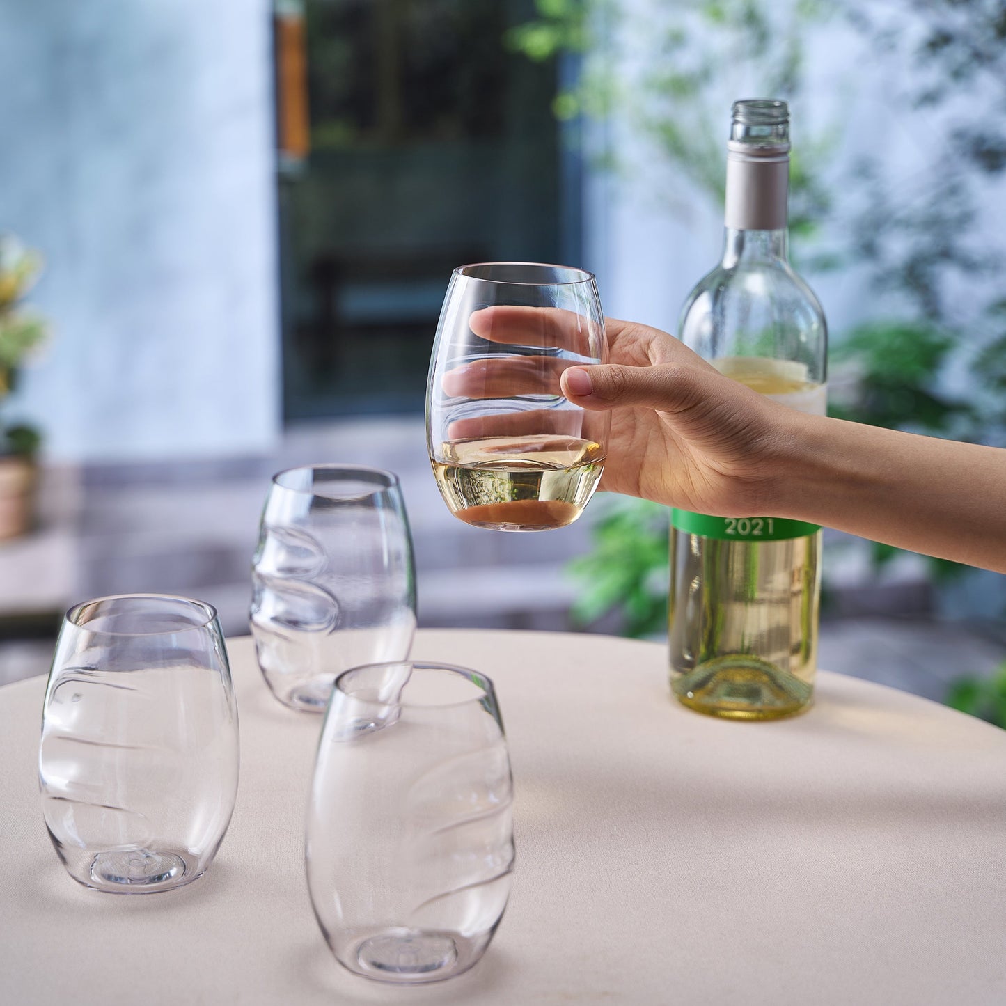 TEEK - Barcelona Acrylic Stemless Finger-Indent Wine Glassware Set HOME DECOR TEEK KS