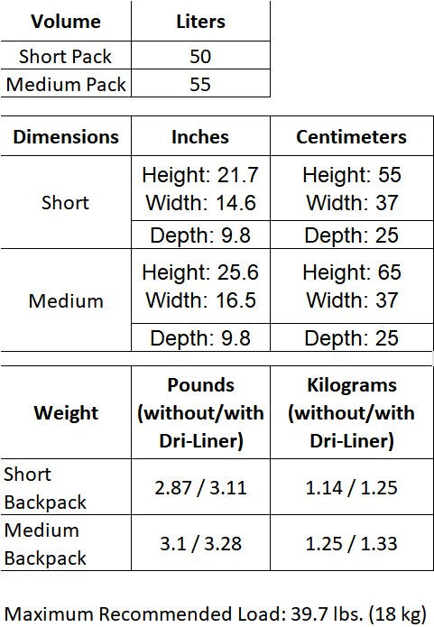 TEEK - 50 or 55 Liter Aarn Featherlite Freedom Backpack BAG TEEK LHG