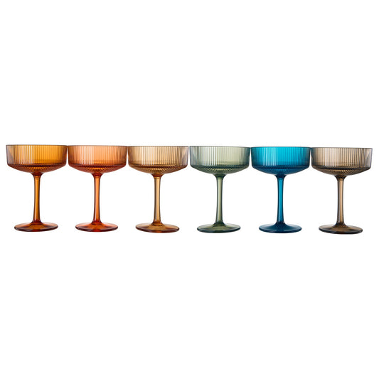 TEEK - Eze Acrylic Ribbed Champagne Coupe Cocktail Glassware Set HOME DECOR TEEK KS