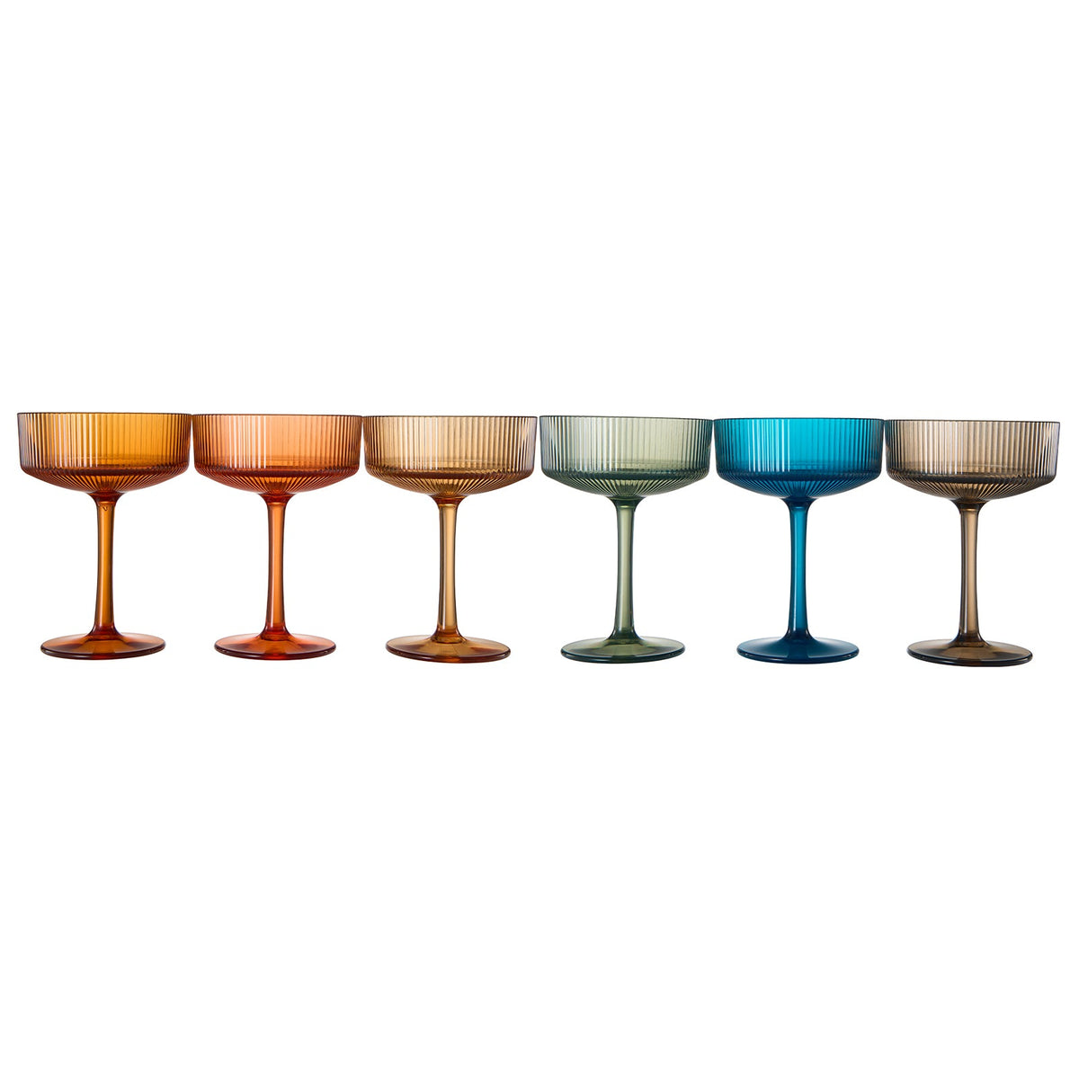 TEEK - Eze Acrylic Ribbed Champagne Coupe Cocktail Glassware Set HOME DECOR TEEK KS