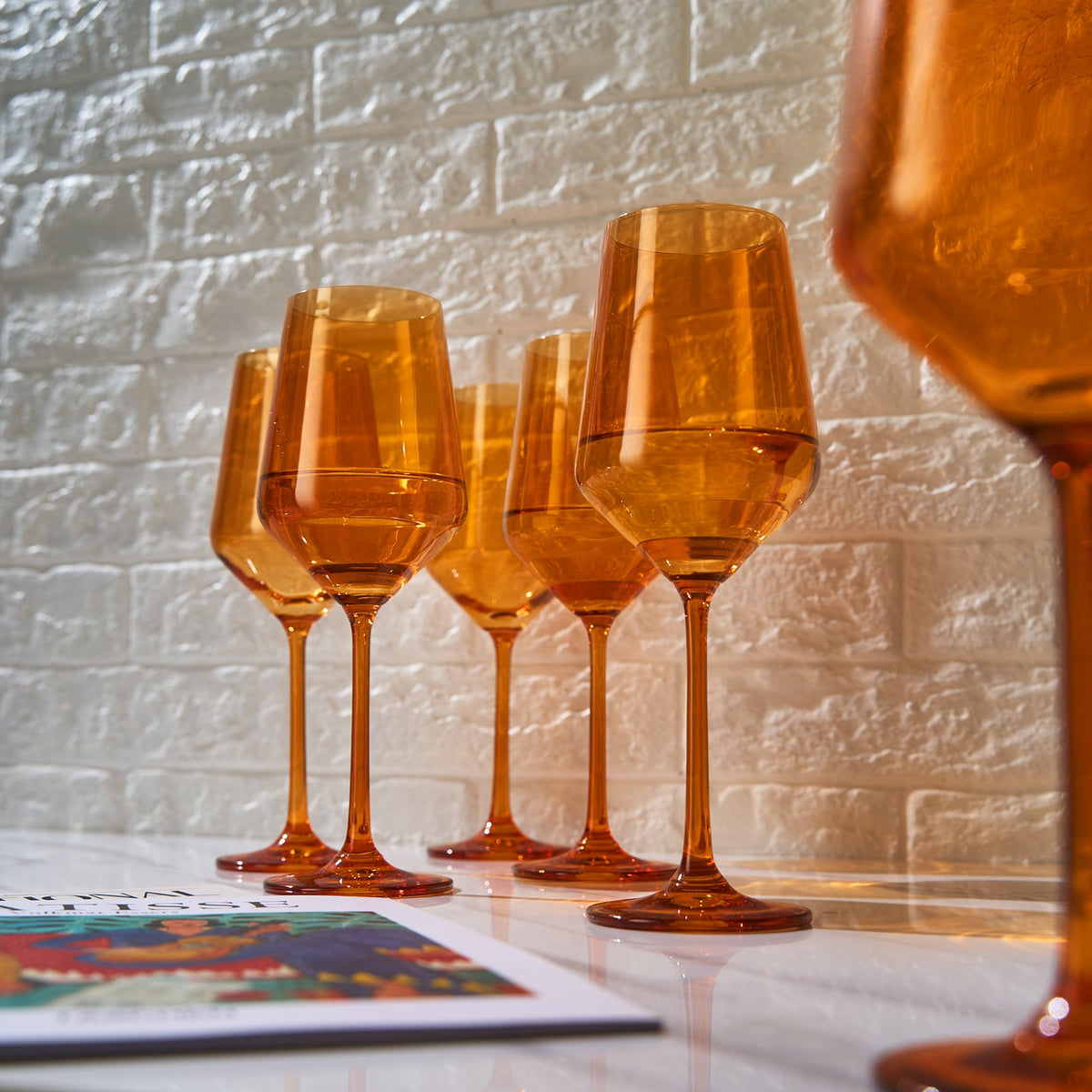 TEEK - Rhea Stemmed Wine Glassware Set | Amber HOME DECOR TEEK KS