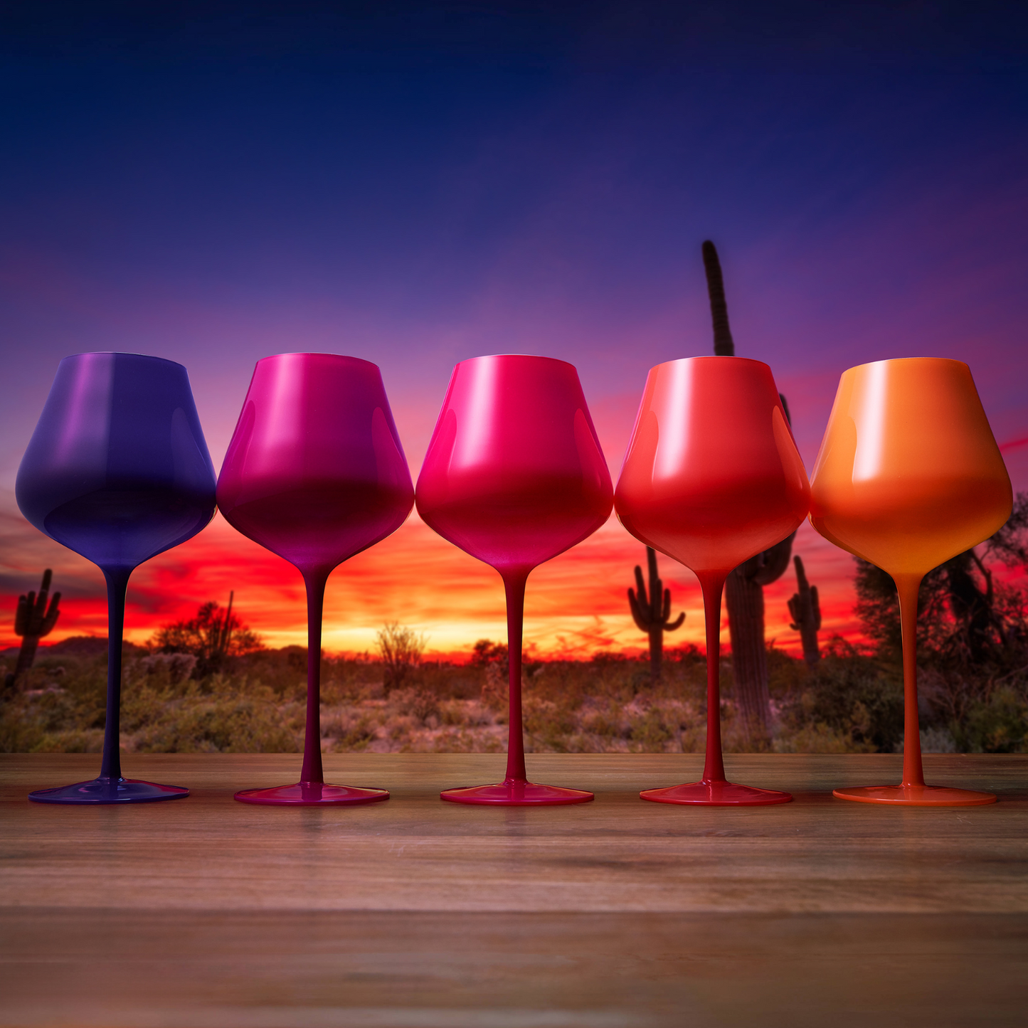 TEEK - Southwest Sunset Large Colored Wine Glass Set HOME DECOR TEEK KS