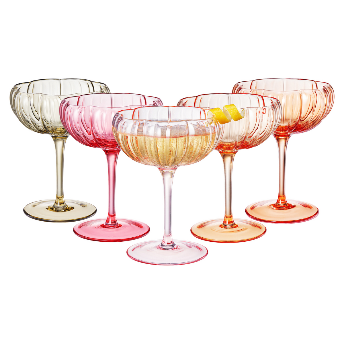 TEEK - Flower Coupe Cocktail Glasses Set | Bright Colors HOME DECOR TEEK KS