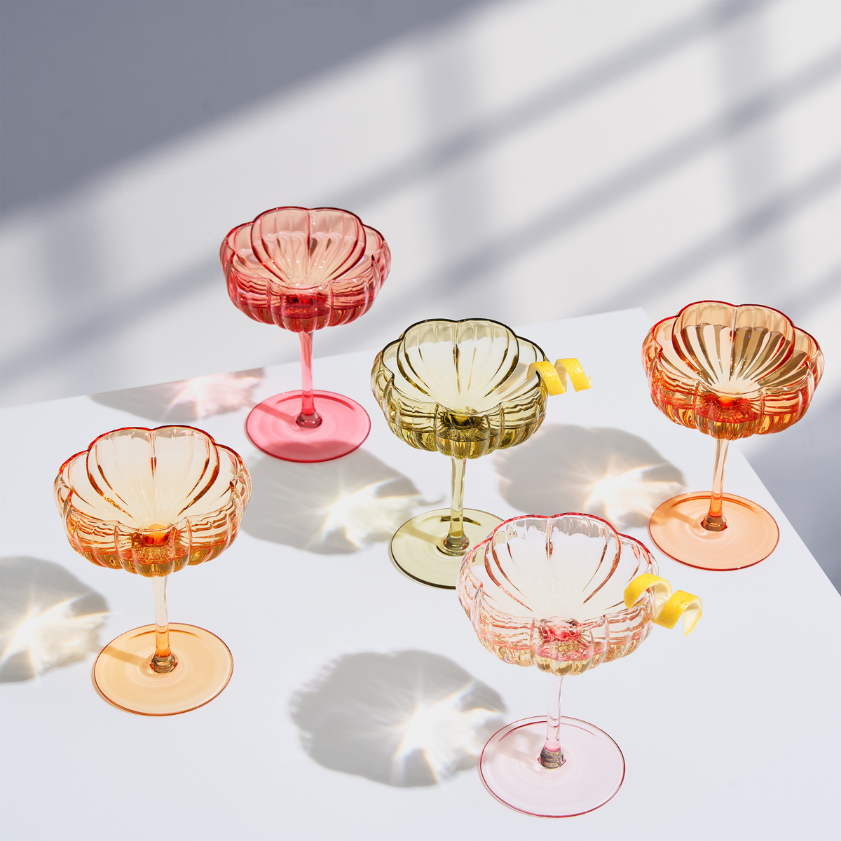 TEEK - Flower Coupe Cocktail Glasses Set | Bright Colors HOME DECOR TEEK KS