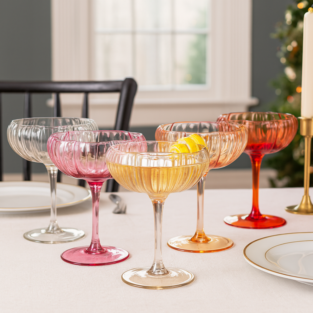 TEEK - Flower Coupe Cocktail Glasses Set | Bright Colors HOME DECOR TEEK KS