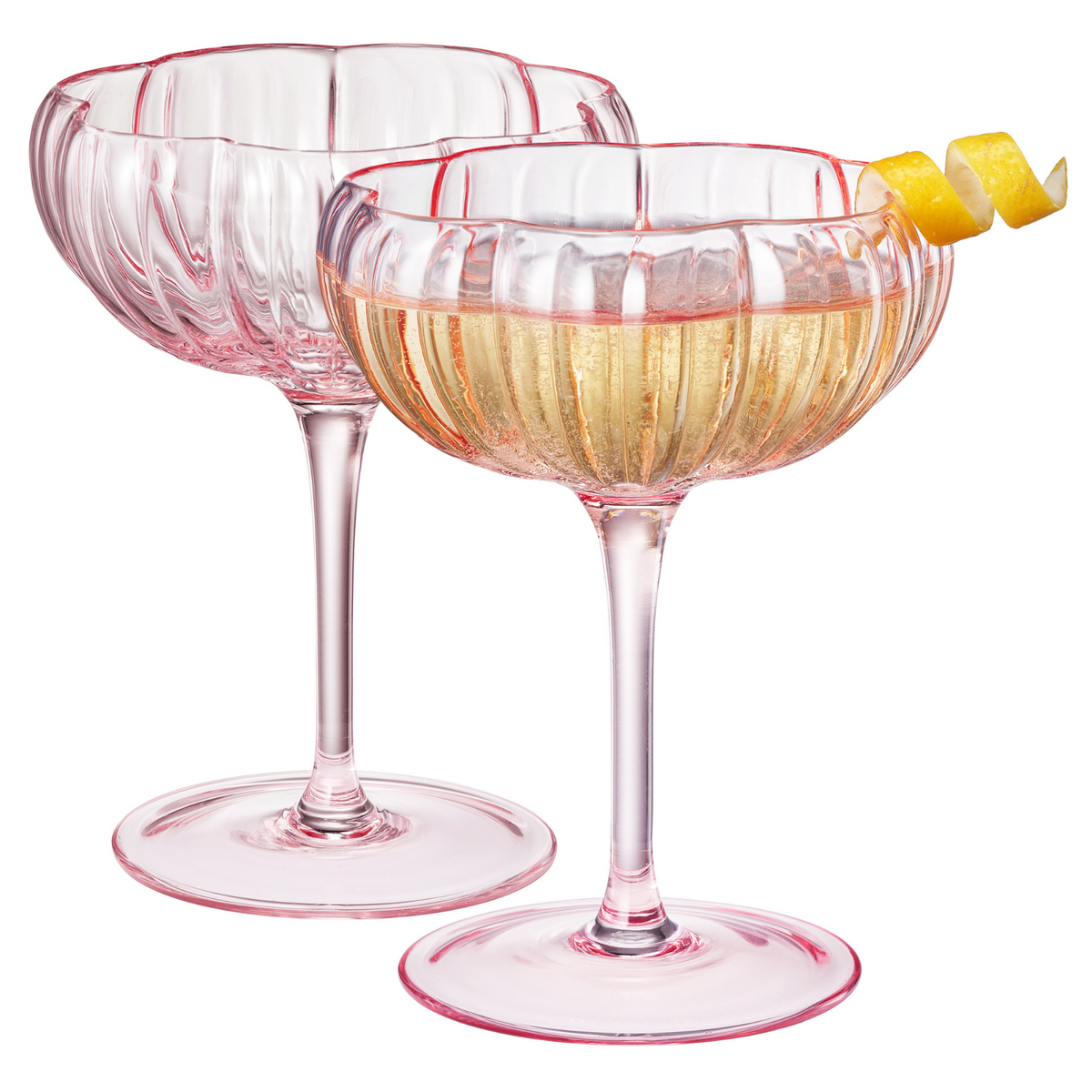 TEEK - Flower Coupe Cocktail Colored Glasses Set | Blush Pink HOME DECOR TEEK KS