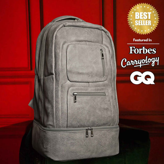 Grey Leather Carry-On Patented Backpack (Only 300 Made) Signature Bag Sole Premise