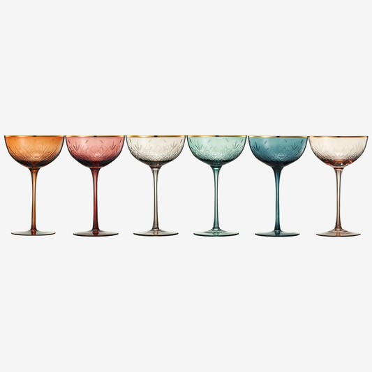 TEEK - Tonal Gold Rim Champagne Coupe Cocktail Glassware Set HOME DECOR TEEK KS
