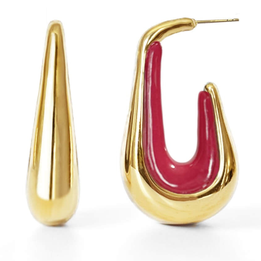 TEEK - Drop Hoop Earrings JEWELRY TEEK GNH PINK FLAMINGO