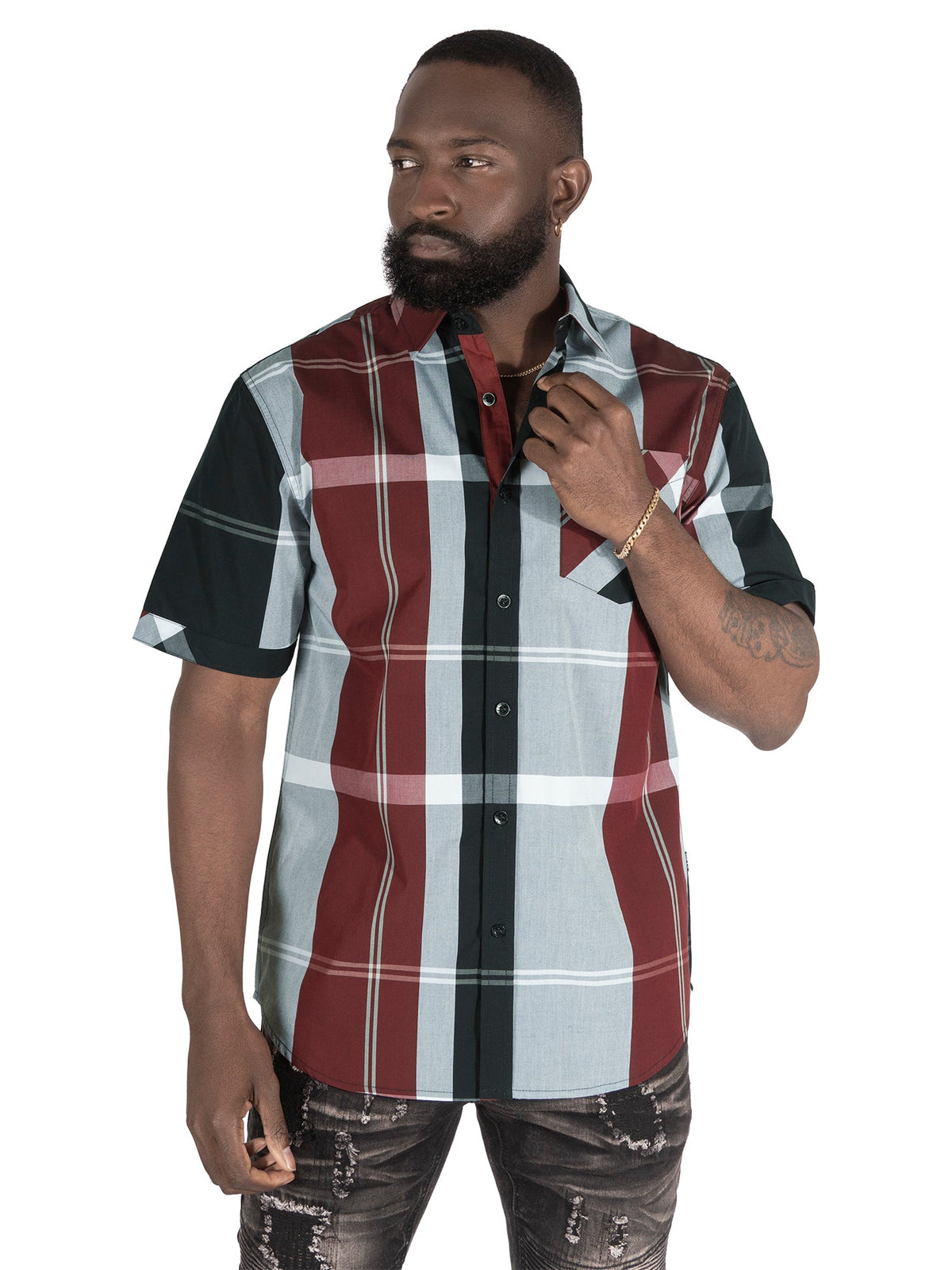 TEEK - V829 Colton Plaid Shirt - Burgundy TOPS TEEK MJ
