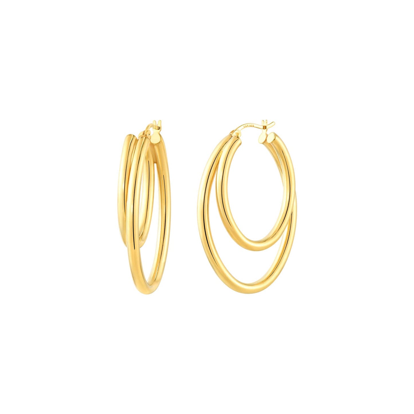 TEEK - Enamel Double Oval Hoop Earrings JEWELRY TEEK GNH GOLD