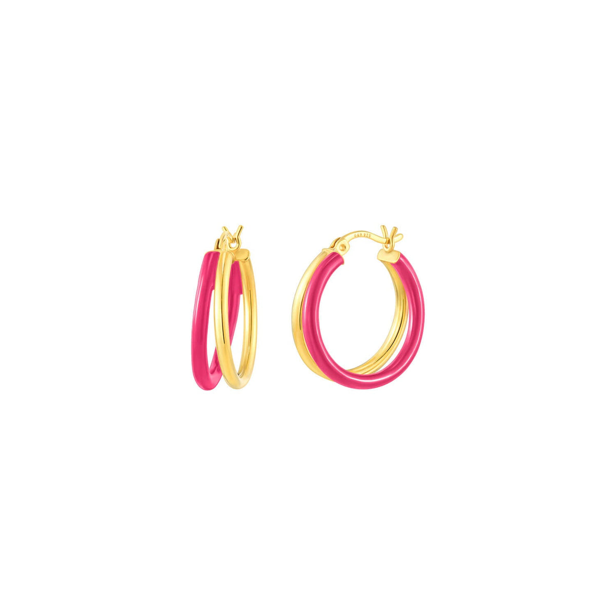 TEEK - Enamel Double Hoop Earrings JEWELRY TEEK GNH PINK PEACOCK