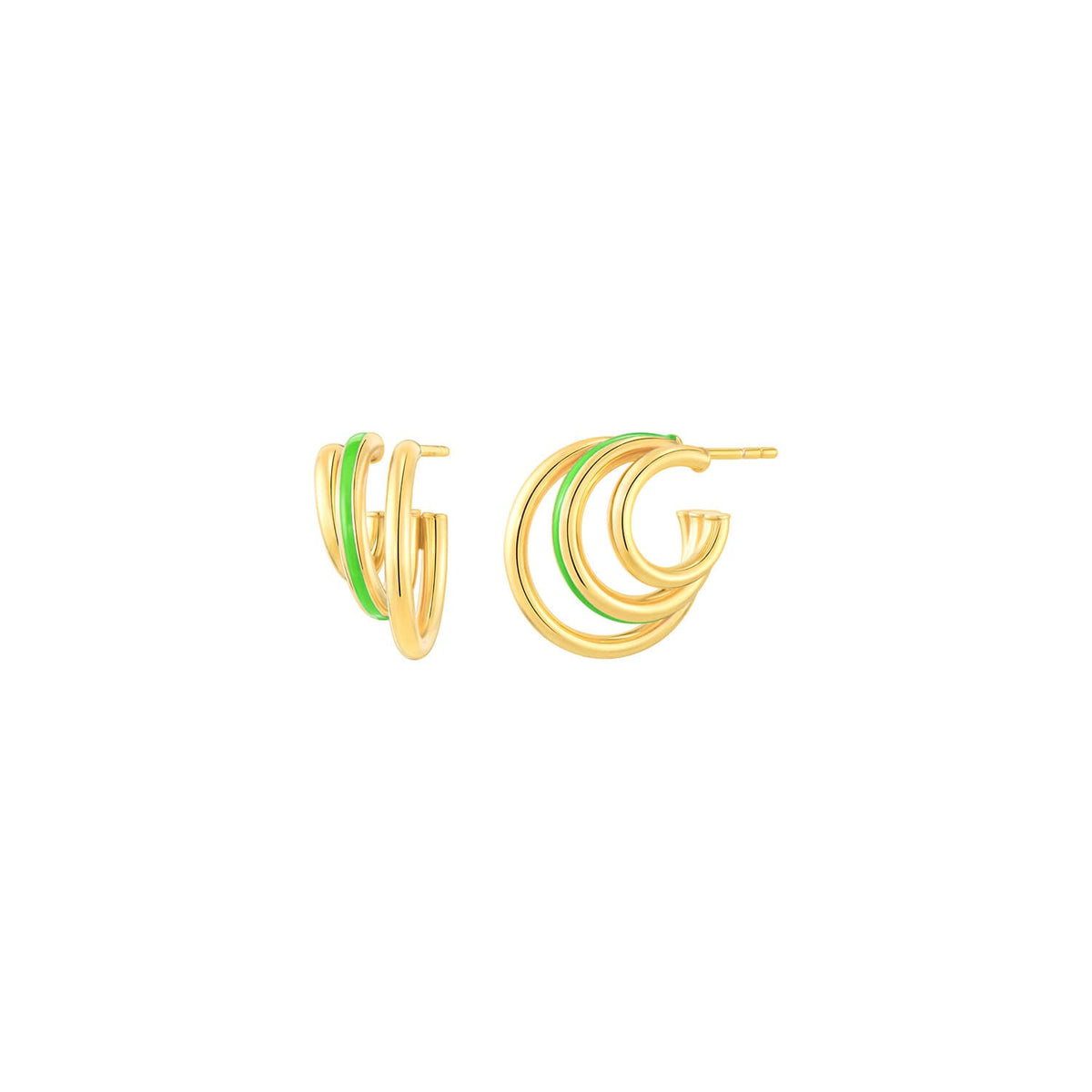 TEEK - Enamel Triple Hoop Earrings JEWELRY TEEK GNH NEON GREEN