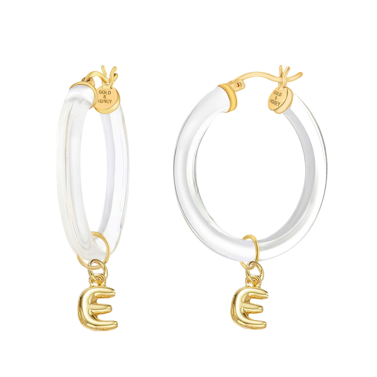 TEEK - Bubble Letter Charm Lucite Hoop Earrings JEWELRY TEEK GNH