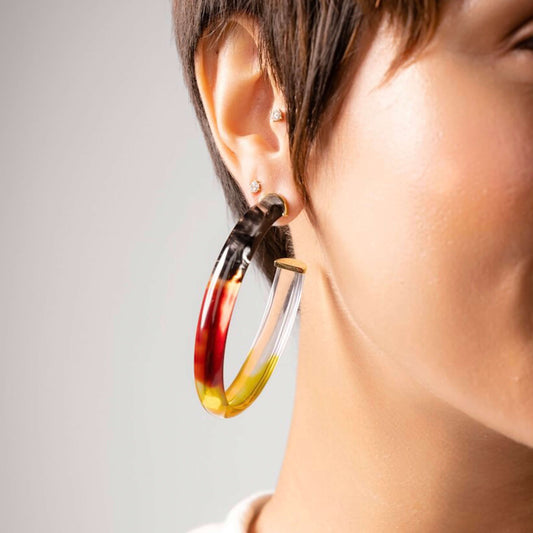 TEEK - Tie Dye Lucite Hoops in Earth JEWELRY TEEK GNH