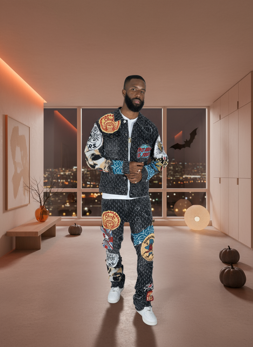 TEEK - F1055 Brave Heart Denim Jacket - Black JACKET TEEK MJ