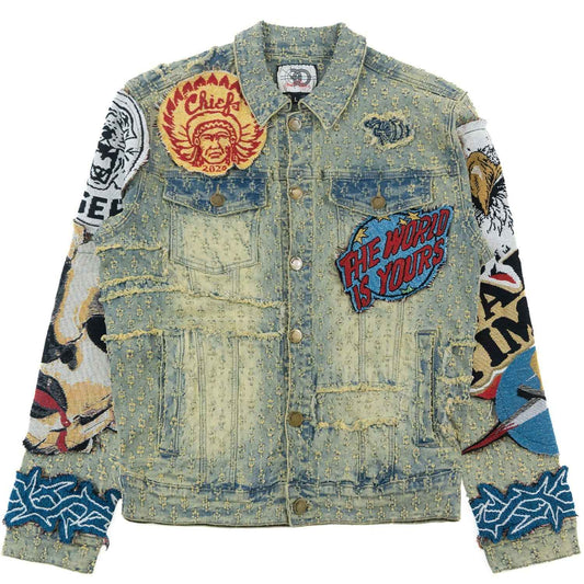 Denim Jacket F1055 Brave Heart - Dirt Sets Makobi Jeans USA